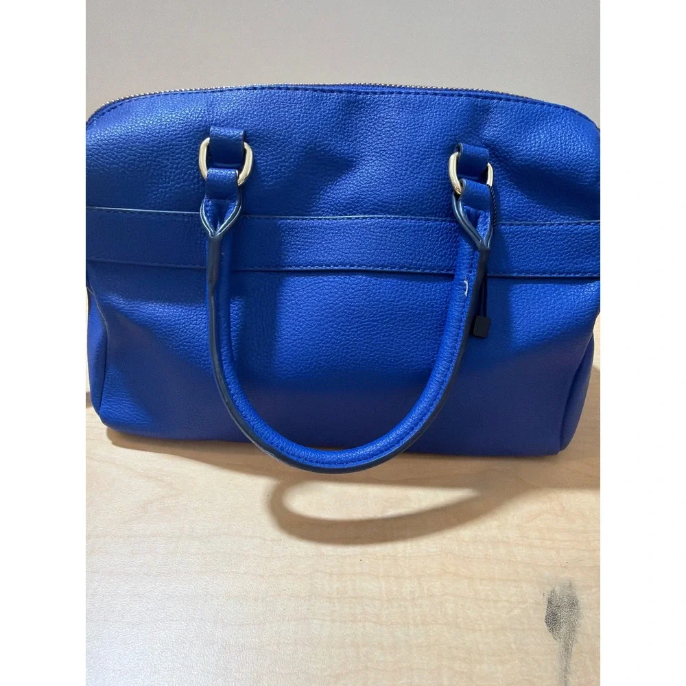 Tommy Hilfiger Blue Pebbled Satchel Crossbody Bag Gold Hardware Handbag